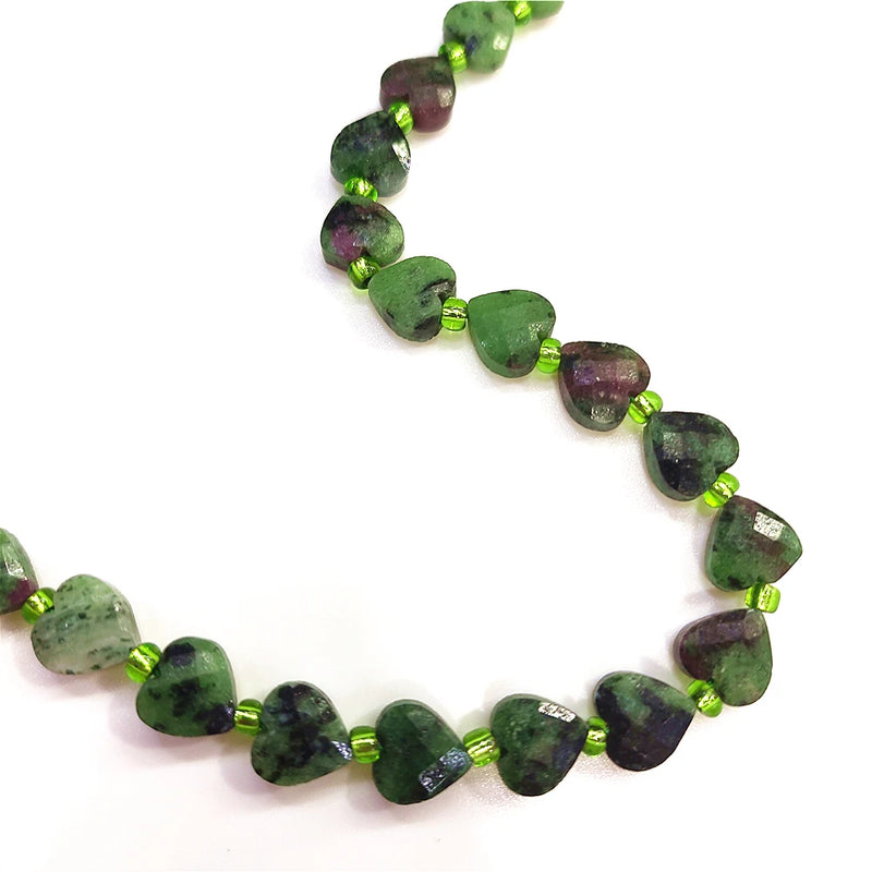 8MM Green Rubys Epidote Zoisite Heart Beads for DIY Jewelry