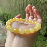 8MM Natural Stone Yellow jade Bracelet Woman Man Gemstone Jewelry