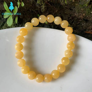 8MM Natural Stone Yellow jade Bracelet Woman Man Gemstone Jewelry