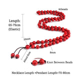 8MM Red Line Stone Multilayer Bracelet Women Charm 80 Beads Necklace