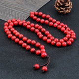 8MM Red Line Stone Multilayer Bracelet Women Charm 80 Beads Necklace