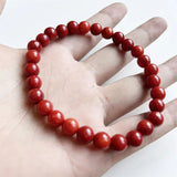 8MM Red Coral Agate Bracelet Healing Natural Stone Hand Chain Woman Gift