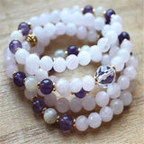 Rose Quartz Bracelet 108 Beads Crystal Pendant Lucky Meditation Healing