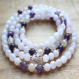 Rose Quartz Bracelet 108 Beads Crystal Pendant Lucky Meditation Healing
