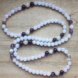 Rose Quartz Bracelet 108 Beads Crystal Pendant Lucky Meditation Healing