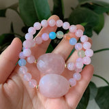 8MM Pink Quartz Strand Bracelets Reiki Healing Charm