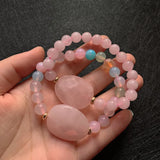 8MM Pink Quartz Strand Bracelets Reiki Healing Charm