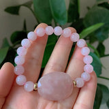 8MM Pink Quartz Strand Bracelets Reiki Healing Charm
