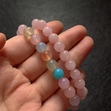 8MM Pink Quartz Strand Bracelets Reiki Healing Charm