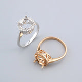 8MM Round Prong Ring Settings 925 Silver Rose Plated DIY Ring Bezel