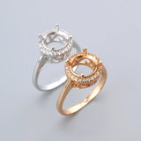 8MM Round Prong Ring Settings 925 Silver Rose Plated DIY Ring Bezel