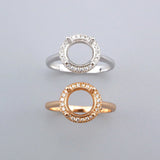 8MM Round Prong Ring Settings 925 Silver Rose Plated DIY Ring Bezel