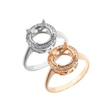 8MM Round Prong Ring Settings 925 Silver Rose Plated DIY Ring Bezel