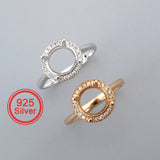 8MM Round Prong Ring Settings 925 Silver Rose Plated DIY Ring Bezel