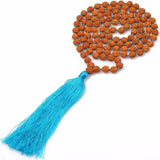 8MM Rudraksha Tassels Necklace 108 Chakra Gemstone Wristband