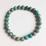 8MM Silver Hubei Turquoise Bracelet Natural Stone Beads