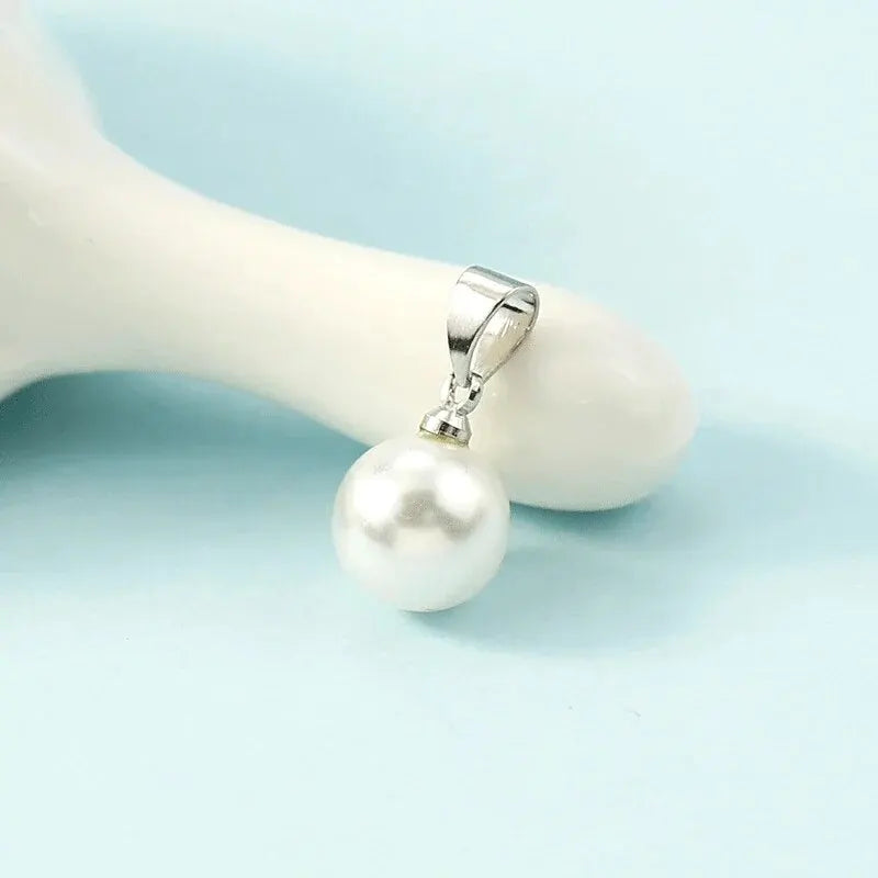 8MM Silver Plated Freshwater Pearl Pendant Necklace for Women