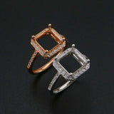 925 Silver Rose Plated Prong Ring Setting for Gemstone DIY