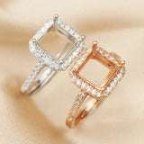 925 Silver Rose Plated Prong Ring Setting for Gemstone DIY