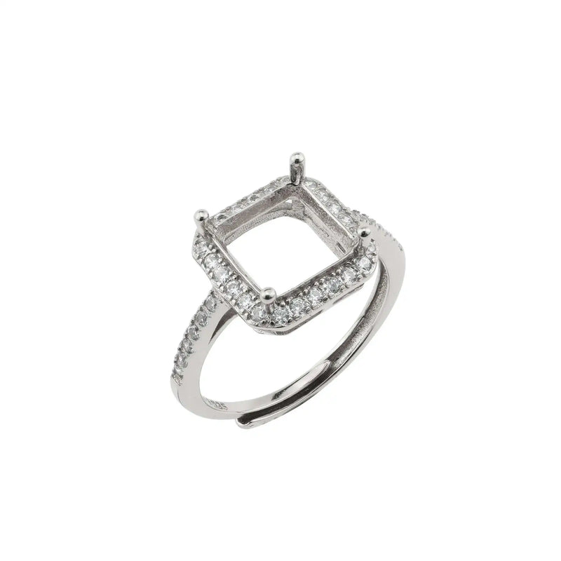 925 Silver Rose Plated Prong Ring Setting for Gemstone DIY