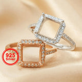 925 Silver Rose Plated Prong Ring Setting for Gemstone DIY