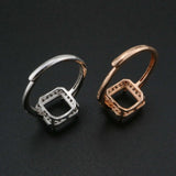 925 Silver Rose Plated Prong Ring Setting for Gemstone DIY