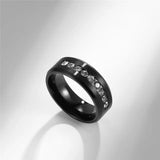 8MM Stainless Steel Eternity Wedding Band Ring Rhinestone Promise Engagement