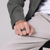 8MM Stainless Steel Eternity Wedding Band Ring Rhinestone Promise Engagement