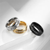 8MM Stainless Steel Eternity Wedding Band Ring Rhinestone Promise Engagement