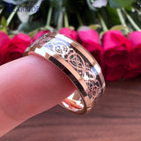 8MM Tungsten Dragon Inlay Wedding Band Ring Carbon Fiber Comfort Fit