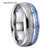 8MM Tungsten Ring with Carbon Fiber and Meteorite Inlay