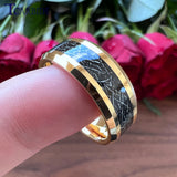 8MM Tungsten Rings Meteorite Inlay Beveled Polished