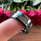 8MM Tungsten Rings Meteorite Inlay Beveled Polished