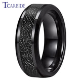 8MM Tungsten Rings Meteorite Inlay Beveled Polished