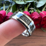 8MM Tungsten Rings Meteorite Inlay Beveled Polished