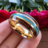 8MM Turquoise Tungsten Ring Men Women Wedding Band