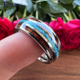 8MM Turquoise Tungsten Ring Men Women Wedding Band