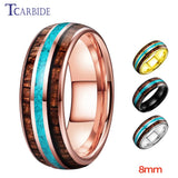 8MM Turquoise Tungsten Ring Men Women Wedding Band