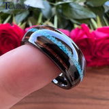 8MM Turquoise Tungsten Ring Men Women Wedding Band