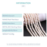 8MM White/Pink/Purple Natural Pearl 925 Silver Necklace Chain Wedding Jewelry