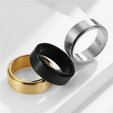 8MM Stainless Steel Rotatable Ring Brushed Finished Wedding Promise Ring
