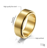 8MM Stainless Steel Rotatable Ring Brushed Finished Wedding Promise Ring