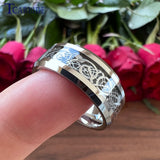 8MM Tungsten Carbide Wedding Band with Dragon Inlay