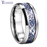 8MM Tungsten Carbide Wedding Band with Dragon Inlay