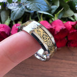 8MM Tungsten Carbide Wedding Band with Dragon Inlay