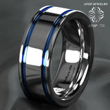 8mm Tungsten Carbide Double Stripe Wedding Band Ring
