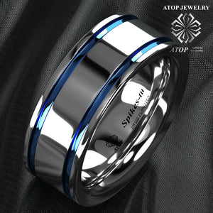 8mm Tungsten Carbide Double Stripe Wedding Band Ring