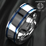 8mm Tungsten Carbide Double Stripe Wedding Band Ring