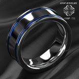 8mm Tungsten Carbide Double Stripe Wedding Band Ring