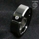 8Mm Men's Tungsten Carbide CZ Inlay Wedding Band Ring